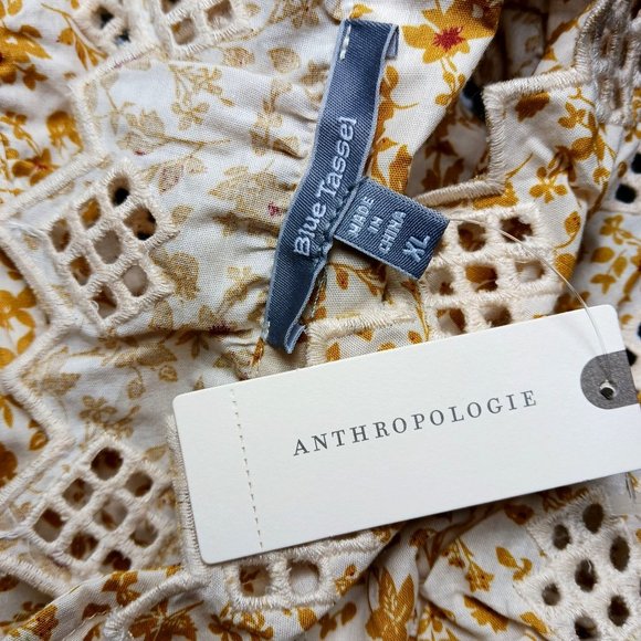 Anthropologie Blue Tassel Trina Bow Blouse - Picture 9 of 12